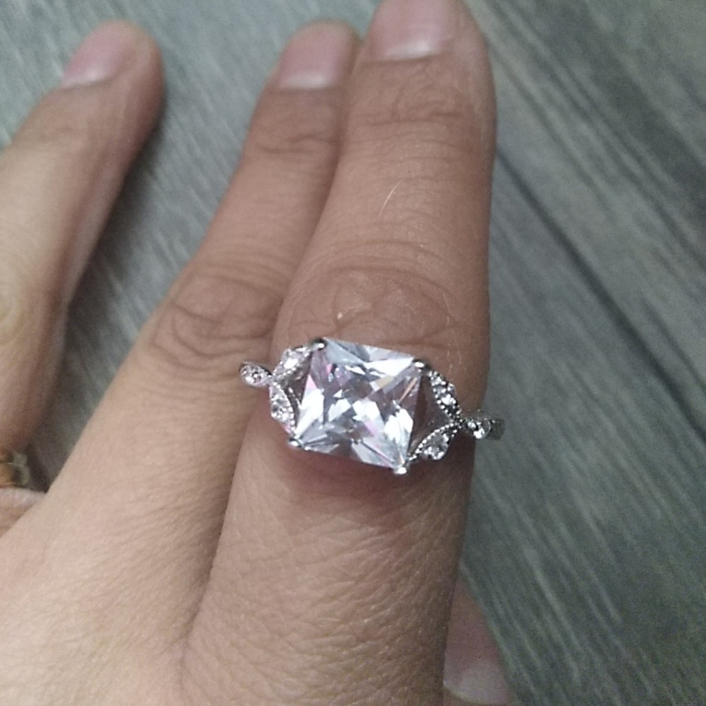 Statement Diamond like Cz sterling silver ring